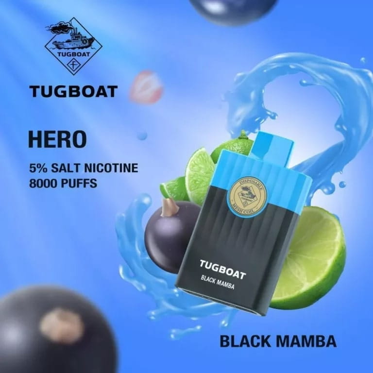 TUGBOAT HERO 8000 Puffs Disposable Vape Black Mamba in Dubai TUGBOAT HERO 8000 Puffs Disposable Vape Black Mamba in Dubai