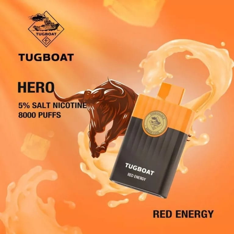 TUGBOAT HERO 8000 Puffs Disposable Vape Red Energy in Dubai TUGBOAT HERO 8000 Puffs Disposable Vape Red Energy in Dubai