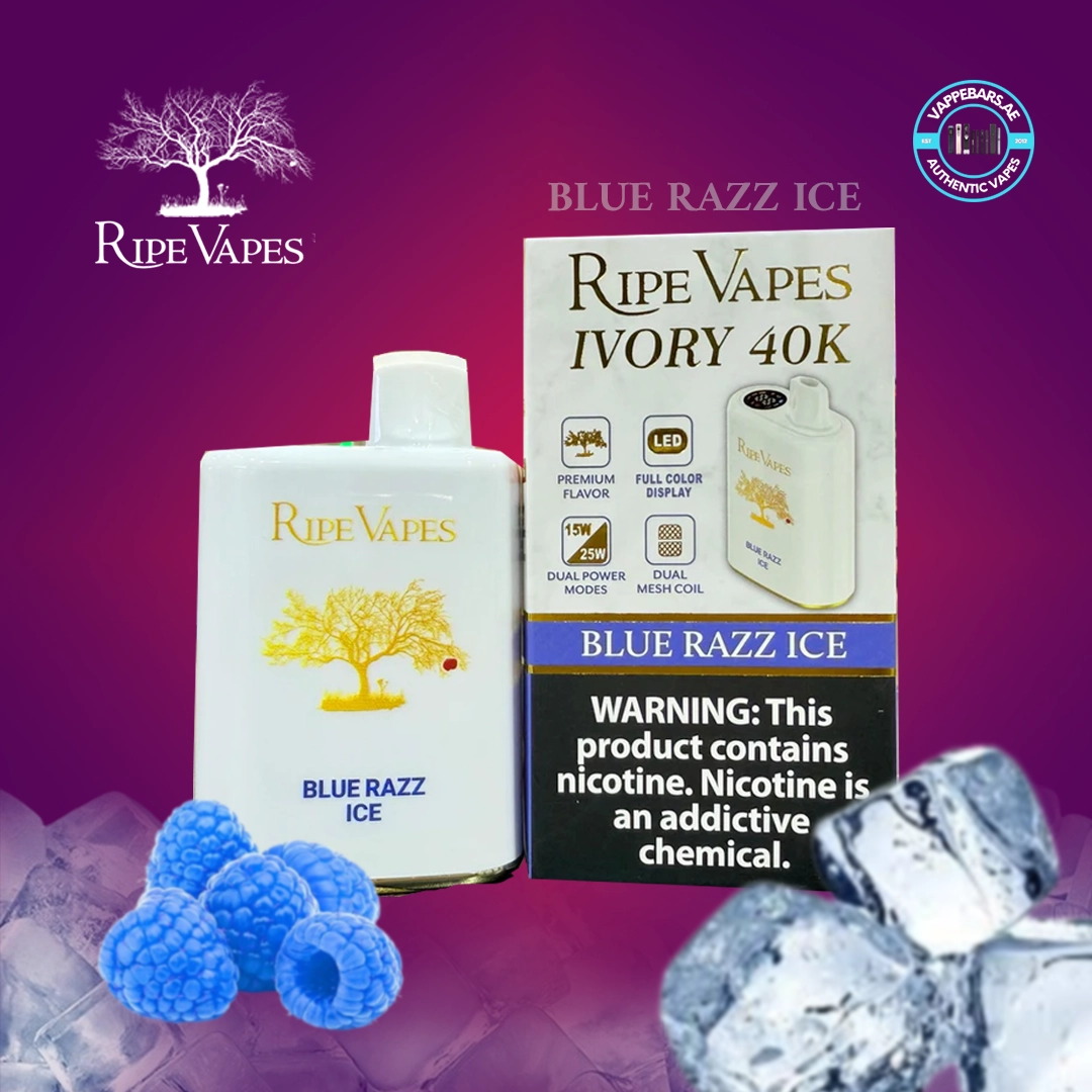 Ripe Vapes IVORY 40000 Puffs Disposable Vape BLUE RAZZ ICE In UAE Ripe Vapes IVORY 40000 Puffs Disposable Vape BLUE RAZZ ICE In UAE