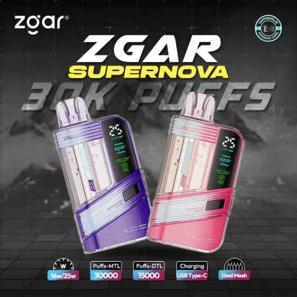 Zgar Supernova 30000 Puffs Disposable Vape 20mg In UAE