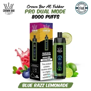 Al Fakher Pro Crown Bar 8000 Puffs Blue Razz Lemonade in UAE