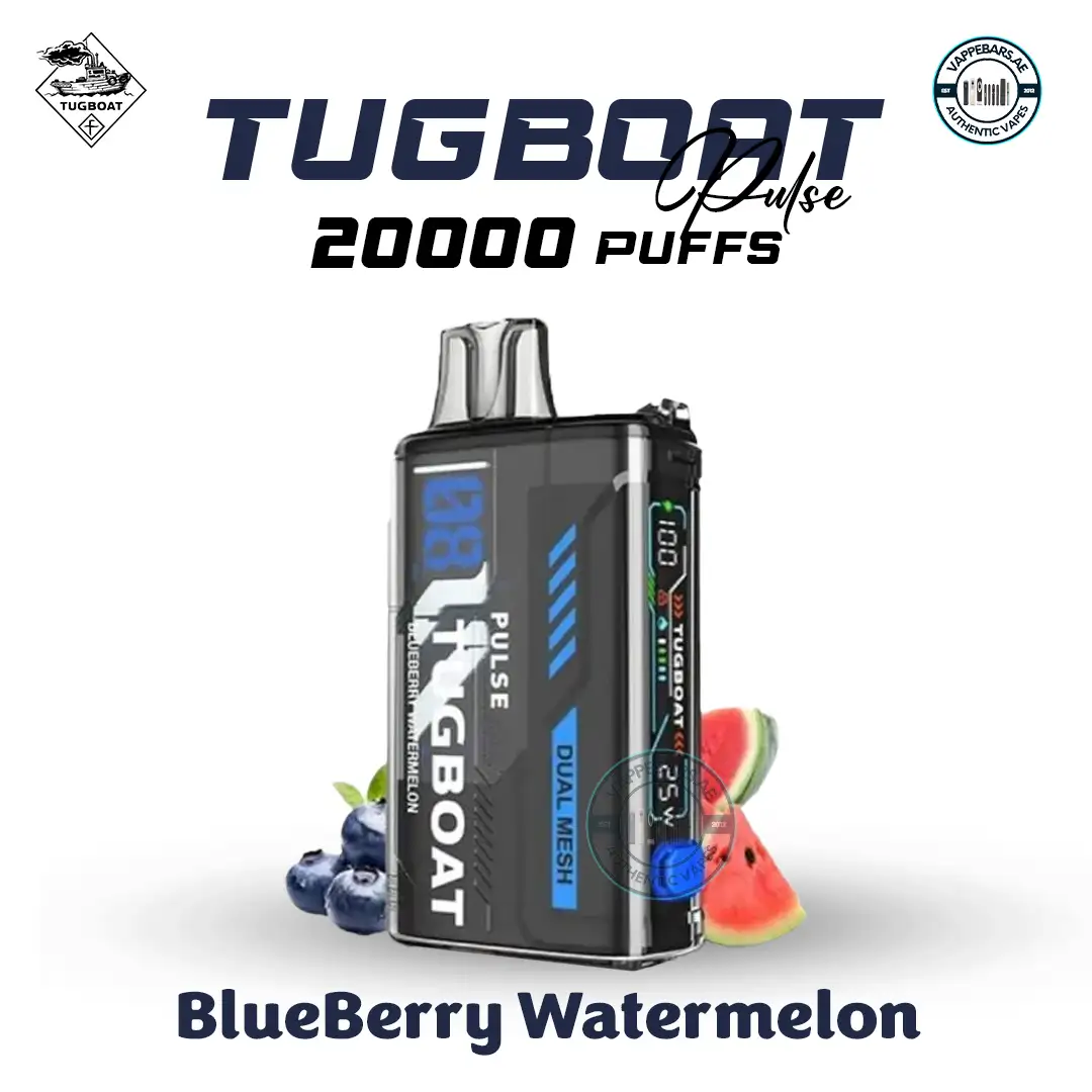 Tugboat Pulse 20000 Puffs BlueBerry Watermelon Disposable Vape in Dubai Tugboat Pulse 20000 Puffs BlueBerry Watermelon Disposable Vape in Dubai