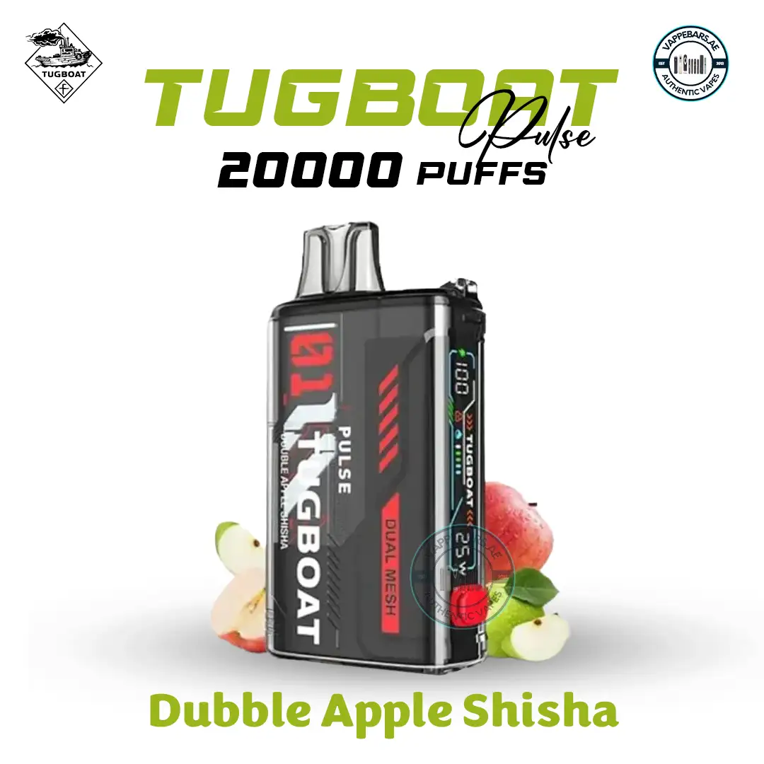 Tugboat Pulse 20000 Puffs Dubble Apple Shisha Disposable Vape in Dubai Tugboat Pulse 20000 Puffs Dubble Apple Shisha Disposable Vape in Dubai