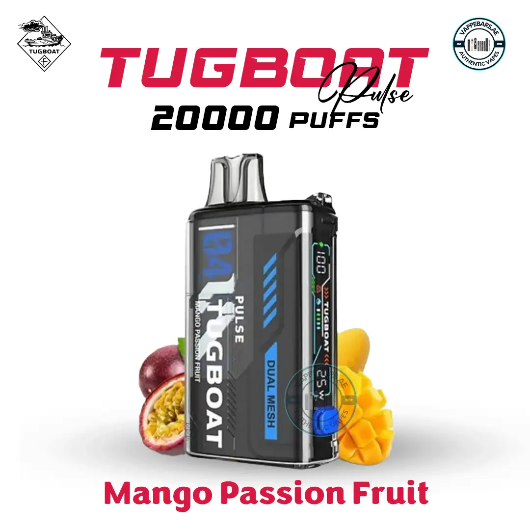Tugboat Pulse 20000 Puffs Mango Passion Fruit Disposable Vape in Dubai Tugboat Pulse 20000 Puffs Mango Passion Fruit Disposable Vape in Dubai